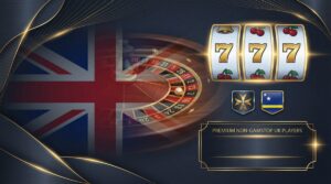 Non GamStop casinos for UK players with British flag and slot machines