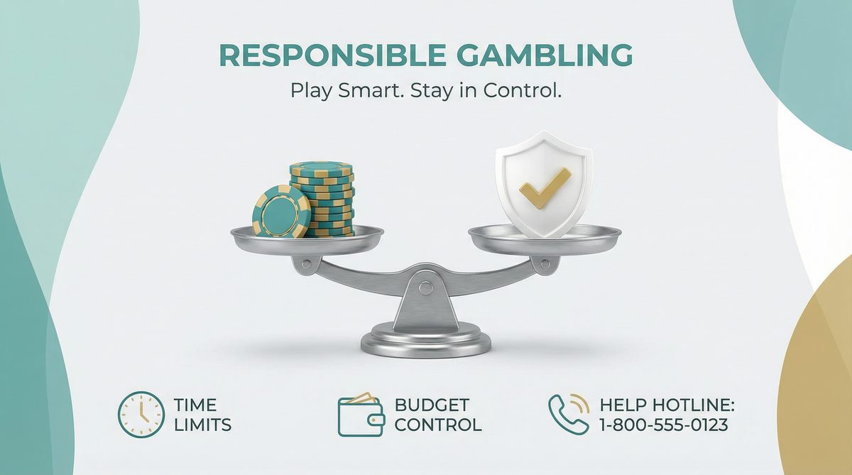 Responsible gambling awareness with balance scale time limits and budget control